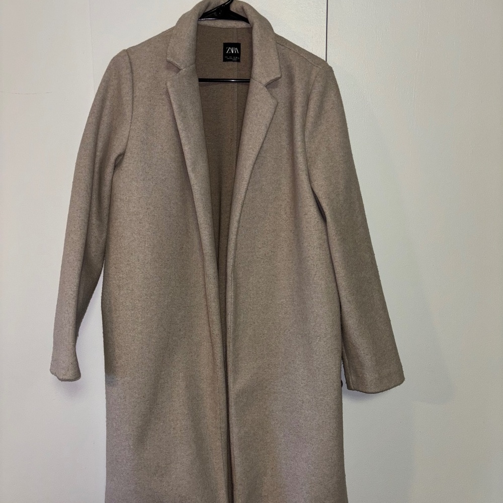 Zara Beige Longline Overcoat